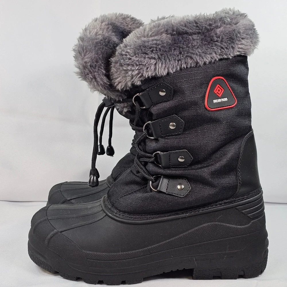 Dream Pairs Womens 6 Black Thinsulate Winter Snow Boots Fur Lined Waterproof New